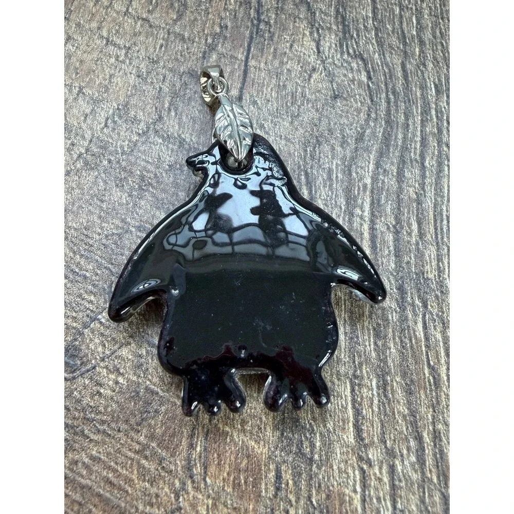 Art Glass Penguin Pendant Unisex OS‎ Black Gold Silver